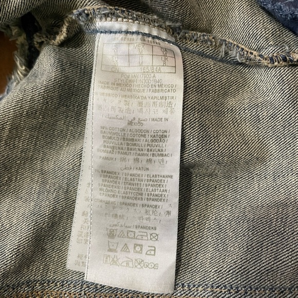 GUESS asymmetrical Denim Jean Vest/Shirt Mila Denim Moto Blue Jean Size Med - Picture 8 of 9